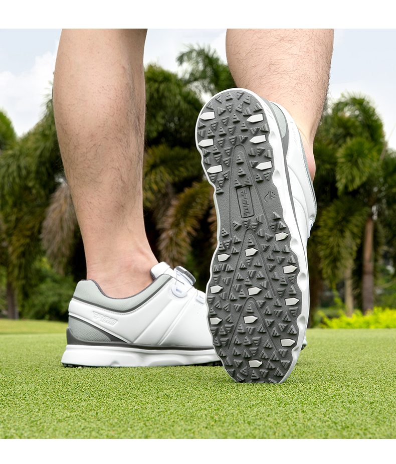 Giày golf nam PGM dây núm xoay đế đinh chống trượt, thoáng khí mùa thu — XZ275 - Trắng xám [Chống thấm nước/Dây giày núm/Đinh chống trượt bên] chi tiết 8