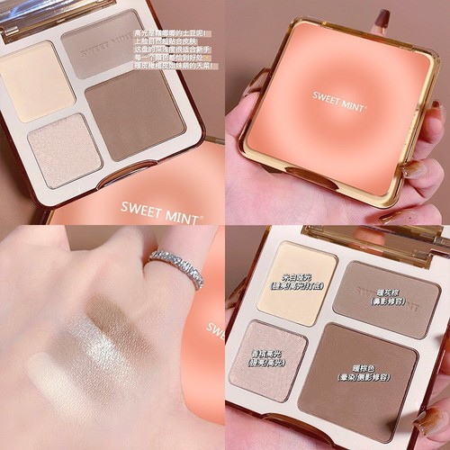 Sweet Mint Four-Color Contour Palette—Body Palette Pearlescent Highlight Brightening Matte Nose Shadow Shadow Makeup Comprehensive Palette