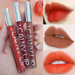 Carrot color lip glaze lip mud lipstick pumpkin color is orange Rotten Tomato color eat earth color plum color does not fade