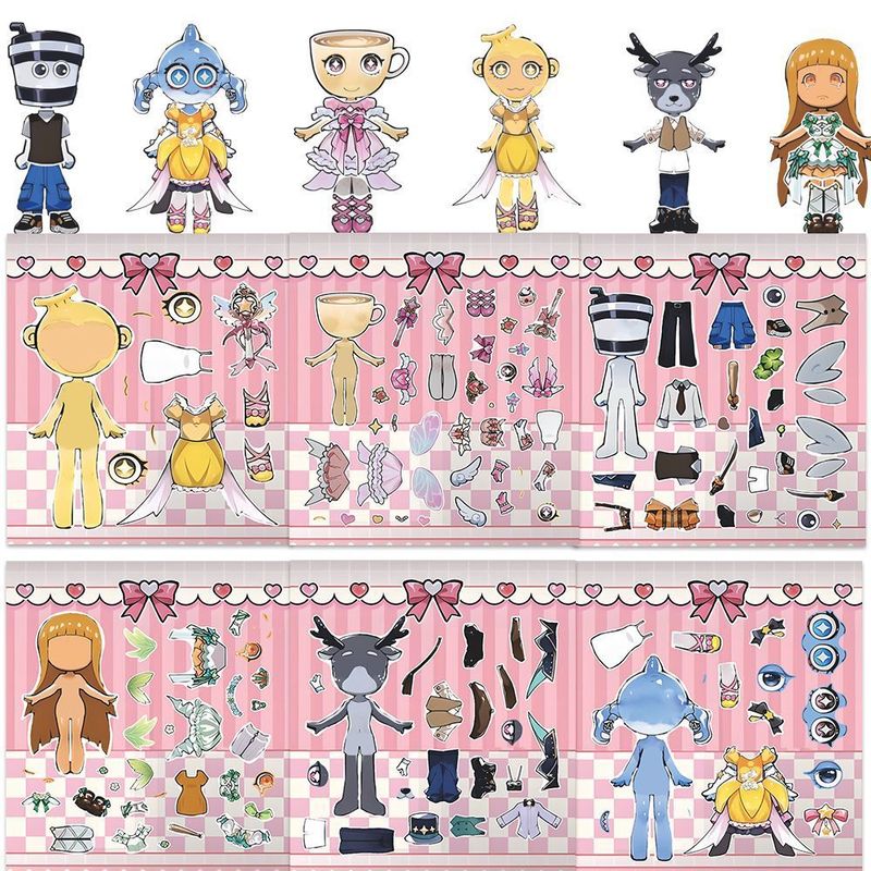 外国山海经换装贴儿童小孩趣味手工益智玩具亲子互动换面贴画素材|undefined