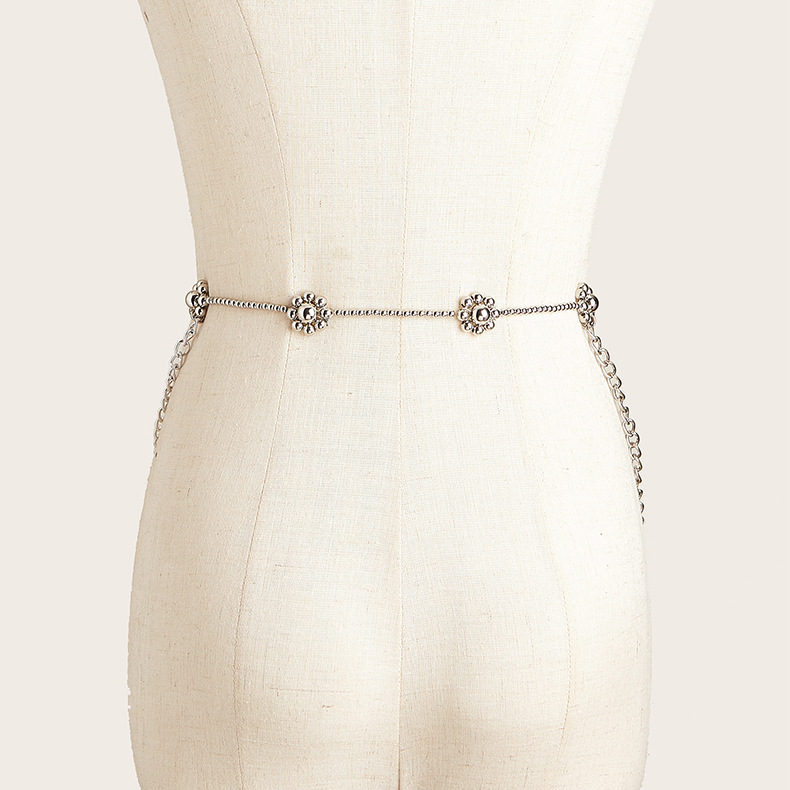 Banquet, Party Occasion Iron Material Solid Color Pattern IG Style Solid Color Iron Beaded Women's Chain Belts