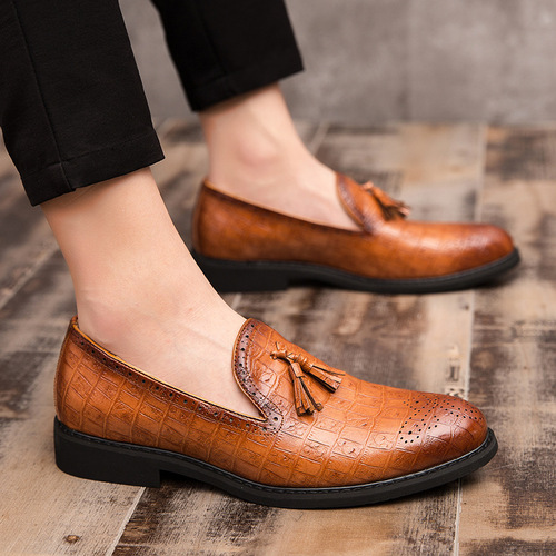 Large size 47 Spring Business Fringe Slip-on Shoes for Men - Fashionable Genuine Leather