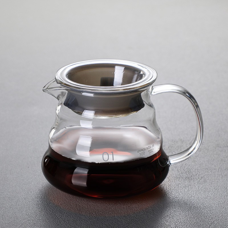 Juego de cafetera de vidrio para preparación manual, con filtro tipo nube, taza de filtro y jarra para compartir, personalizable con logotipo, al por mayor