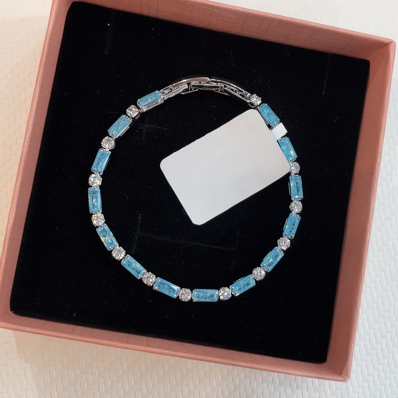 37 pulsera - plata - azul transparente