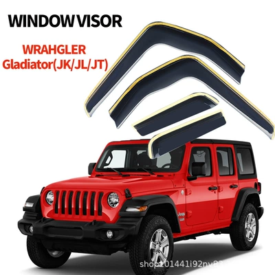 Suitable for Wrangler Wrahgler Gladiator (Jk/Jl) Rain Shield Windowvisor Brown (Rain shield) - wrangler-wrahgler-gladiator-jkjl-internal-embedded-brown-transparent-2mm