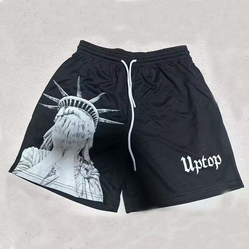 Pantalones cortos americanos para hombres marca de tendencia retro marca de agua pantalones de baloncesto de secado rápido pantalones cortos de entrenamiento para hombres de verano