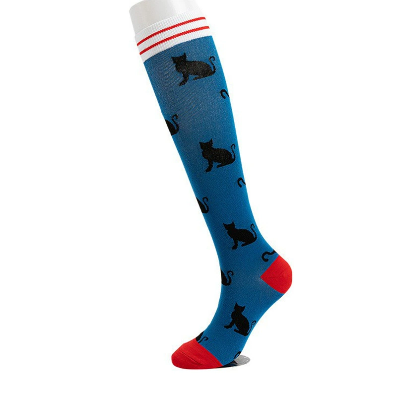 Compression Running Socks, Unisex Jacquard Knee-High Socks, Multiple Patterns, S/M & L/XL
