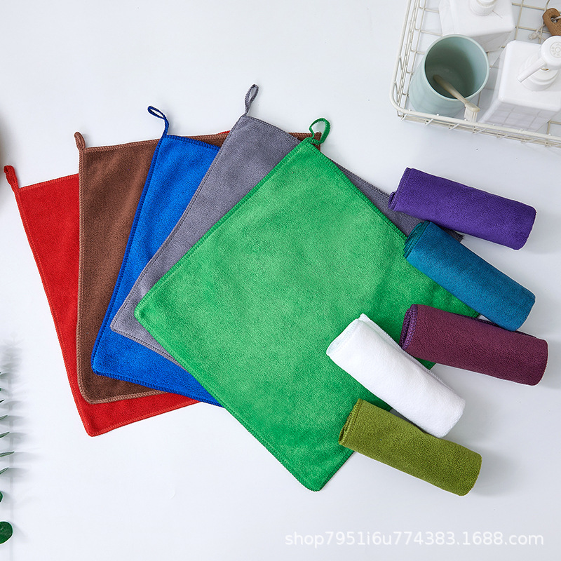 Dishwashing towel fine fiber thick hook sanding soft absorbent towel housekeeping cleaning business super car wash small towel