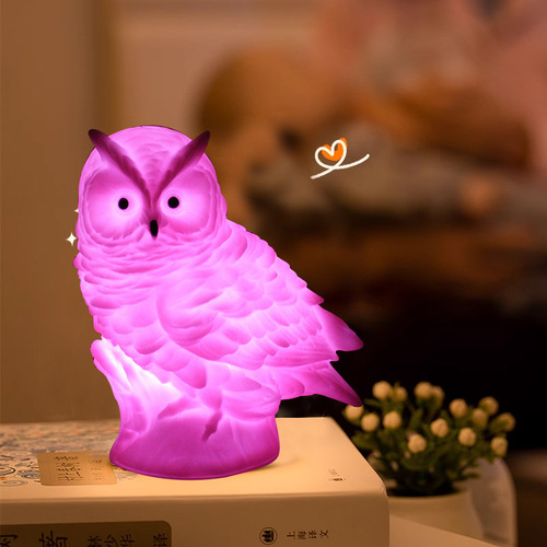 Night market ring toss stall gift children cartoon glowing owl street stall toy cute large night light super cute