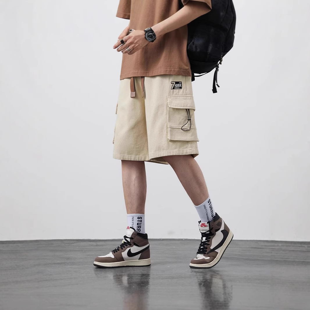 Cargo Sports Pants Trendy Brand Shorts Men's Functional 2025 New Men's Summer Outer Wear Loose Multi-Pocket Mid-Pants Casual