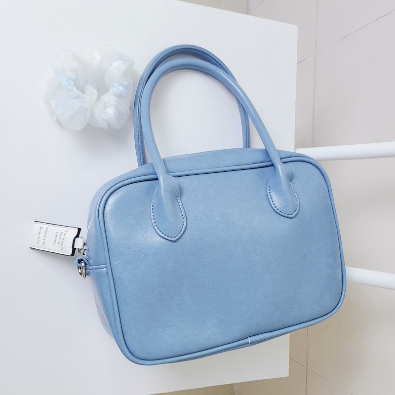 Design di nicchia coreano con la stessa borsa color crema e una borsa elegante, borsa quadrata con croce diagonale a spalla singola_voghion.com