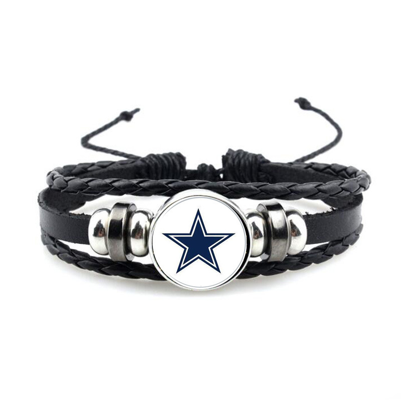 USA NFL football team cowboy Mustang Packers adjustable men's and women's cowhide braided bracelet bracelet