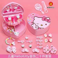 Набор детских украшений Hello Kitty: ожерелье, браслет, кольца, бантики для волос, мультяшные аксессуары для принцессы