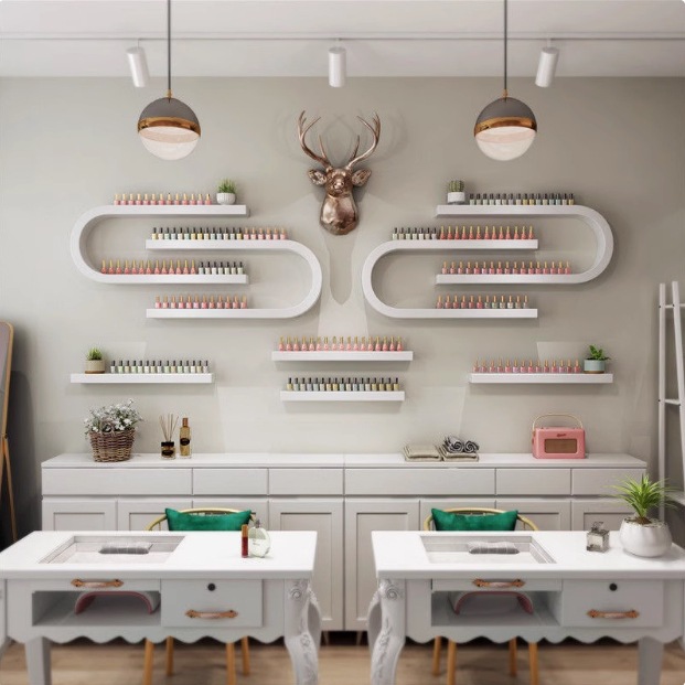 美甲展示架烤漆美甲架子壁挂U形墙上置物甲油胶架子指甲油架展柜