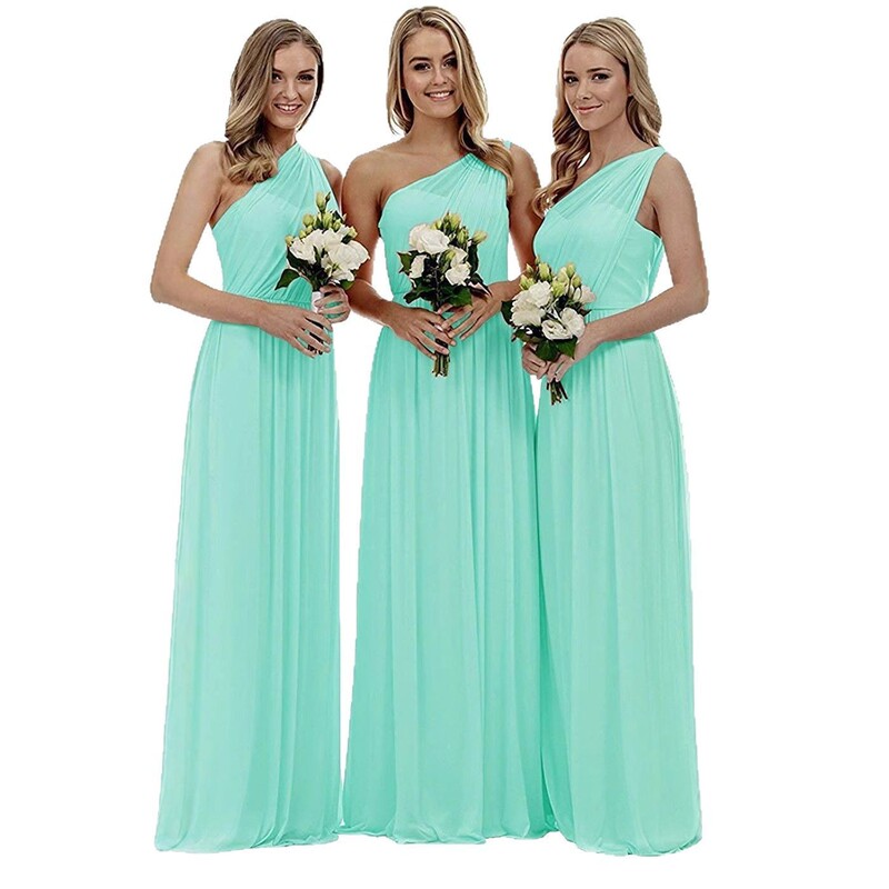 New Cross-Border Bridesmaid Dresses for the Sister Group, Long Style, Slimming Chiffon, One-Shoulder Formal Evening Gown for Brides and Friends