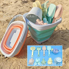 跨境热销沙滩玩具套装沙滩折叠桶挖沙铲子儿童海边玩沙工具套装