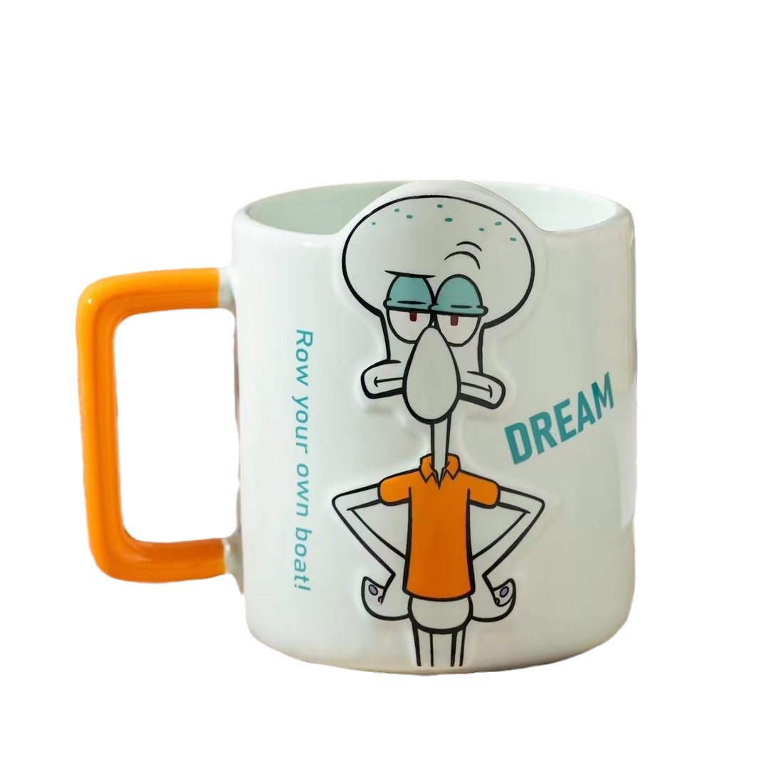 Productos genuinos creativos esponja bebé de dibujos animados Taza de cerámica personalizada taza de desayuno lindo taza de beber con la mano taza de regalo