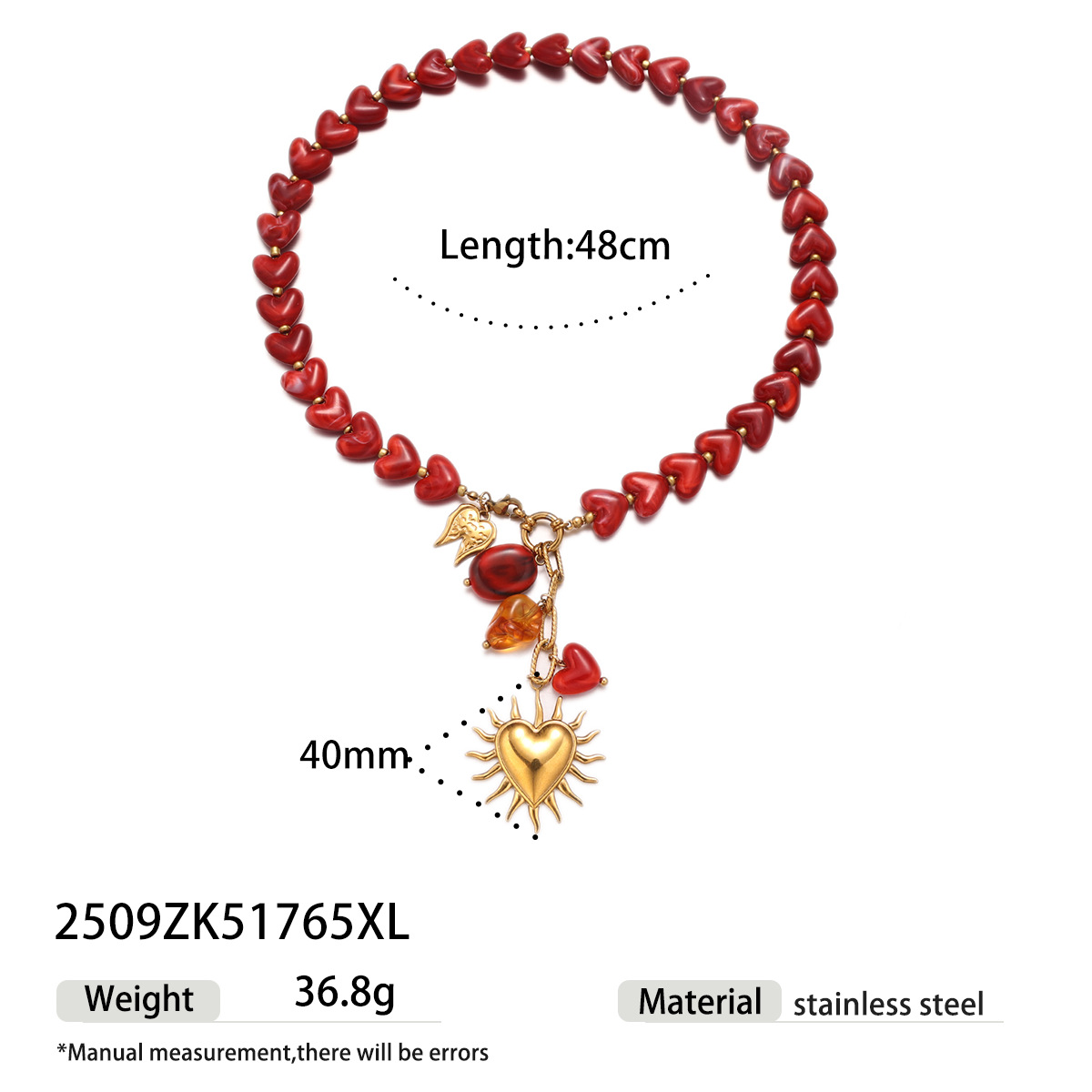 Collar de acero inoxidable de titanio no se desvanece, collar de cuentas de bordas de amor, lujo ligero, cadena de clavícula de alta calidad