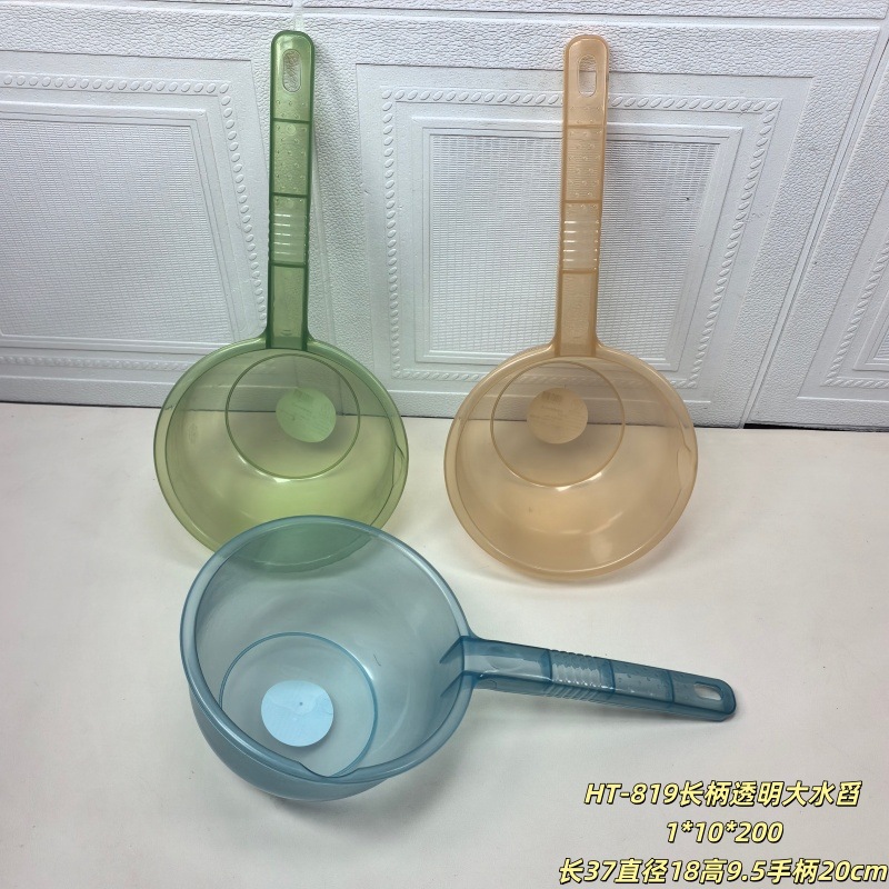 HT-819 mango largo transparente cuchara de agua grande 83g longitud 37 diámetro 18 altura 9,5 mango 20cm