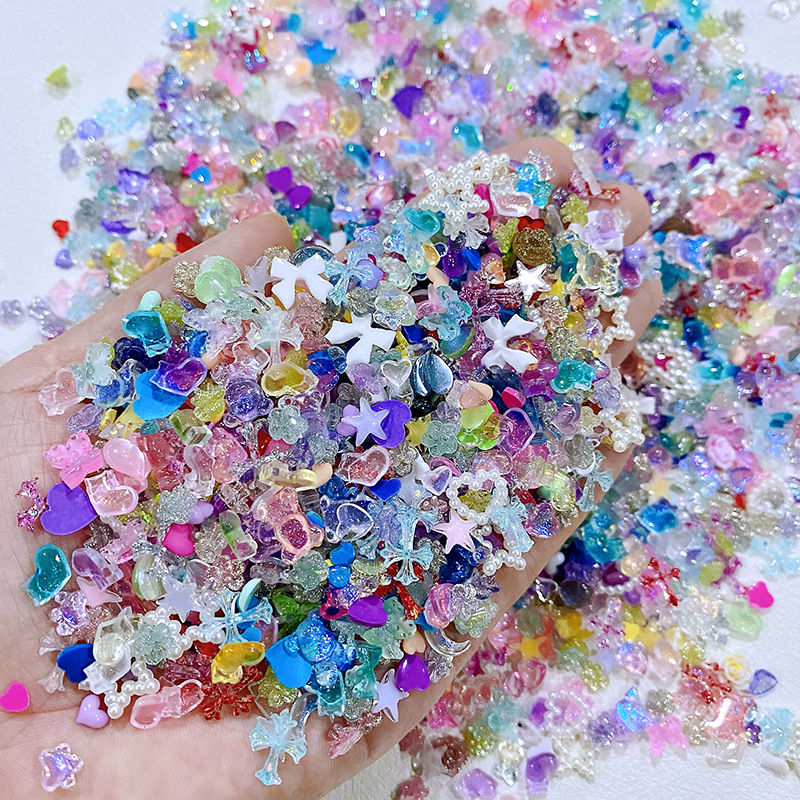 Nuevo Hada mezclada accesorios de uñas hielo transparente Camelia mariposa alce amor hadas uñas paquete de material