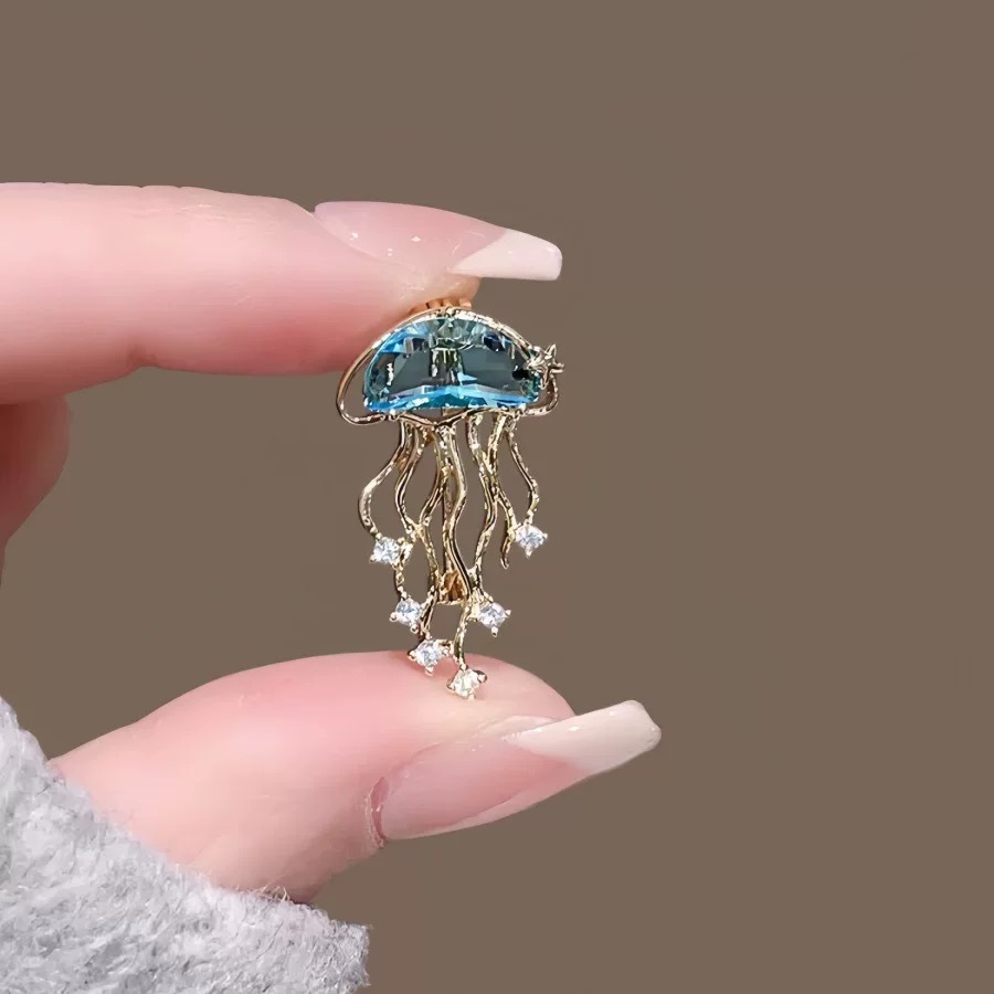 Ozean Quallen Brosche Für Damen, Elegante Sicherheitsnadel Anstecker_voghion.com