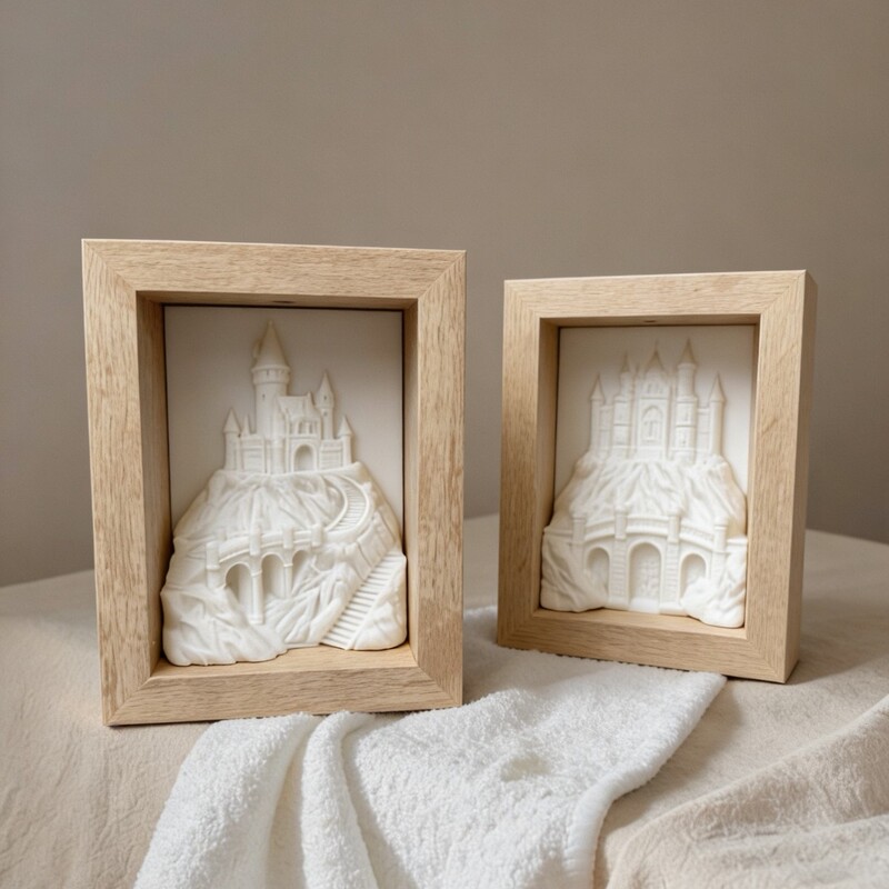 European-Style Craft Resin Photo Frame Home Decoration Ornament 3D Printed Night Light Three-Dimensional Desktop Photo Frame Simple Gift-Giving