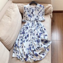 2025新真丝 珍珠缎桑蚕丝 收腰显瘦印花长裙 连衣裙批发H11EQ125