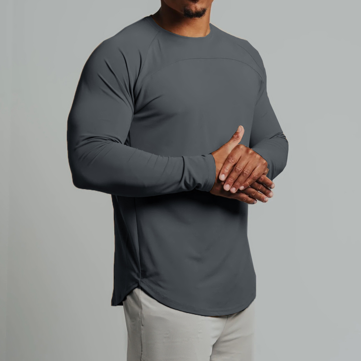 GYMKIN 고탄성 빠른 건조 긴 소매 희석 땀 훈련 피트니스 긴 소매 단색 기본 티셔츠 달리기 농구