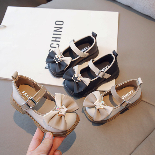 Girls' Shoes  Autumn New Children's Shoes Children's Soft Sole Princess Shoes Girls Bow Mary Jane Small Leather Shoes