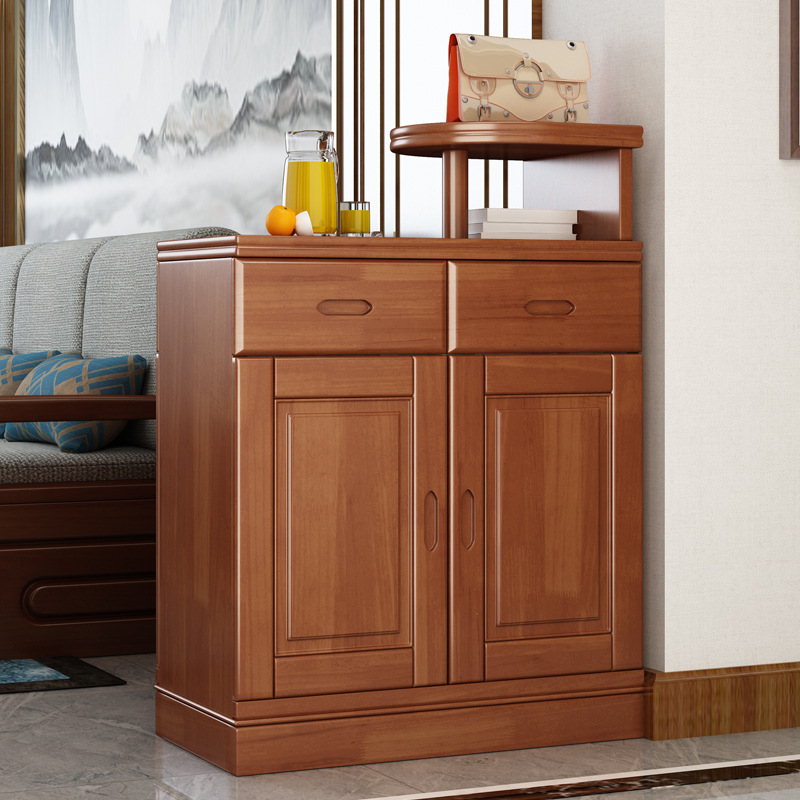 Solid Wood Hallway Shoe Cabinet, Chinese Living Room Partition Cabinet, Low Screen, Entrance Cabinet, Simple Double-Sided Storage Shoe Cabinet Room Cabinet
