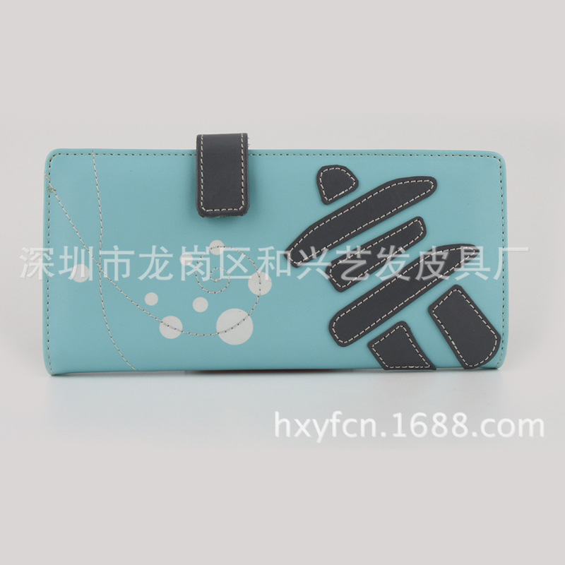 Multi-Color fashion leather wallet LOGO pattern long PU wallet check holder factory promotional gift long wallet Holder