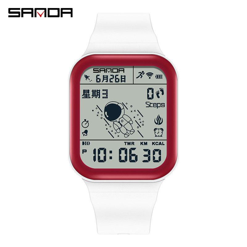 SANDA caloría paso contando reloj electrónico deportes al aire libre impermeable astronauta estudiante juventud reloj 6101