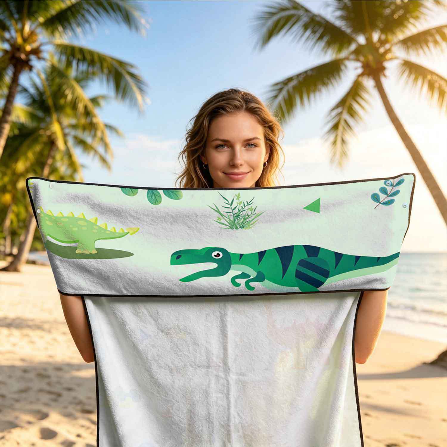 Printed bath towel and car seat cover 2-in-1, ultra-fine fiber outdoor beach and car dual-use universal seat cushion