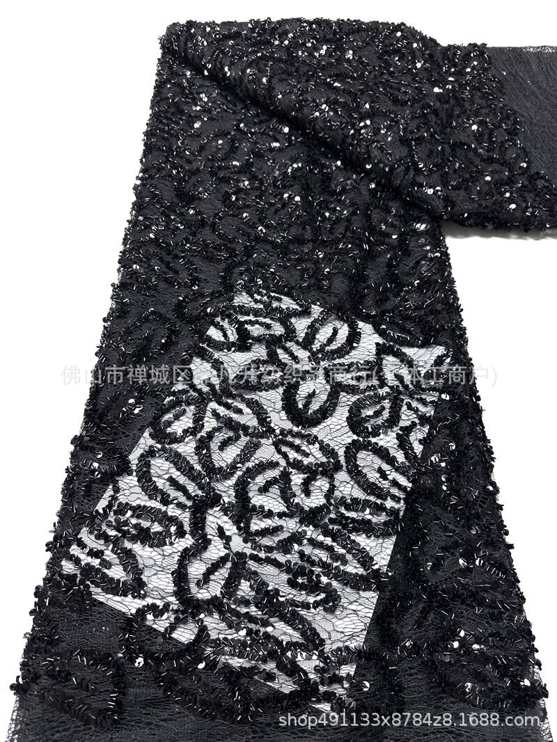 Flores tridimensionales sequinilla tubo de perlas tela de bordado ligera lujo vestido de boda tela de bordado de tela de malla de alto nivel