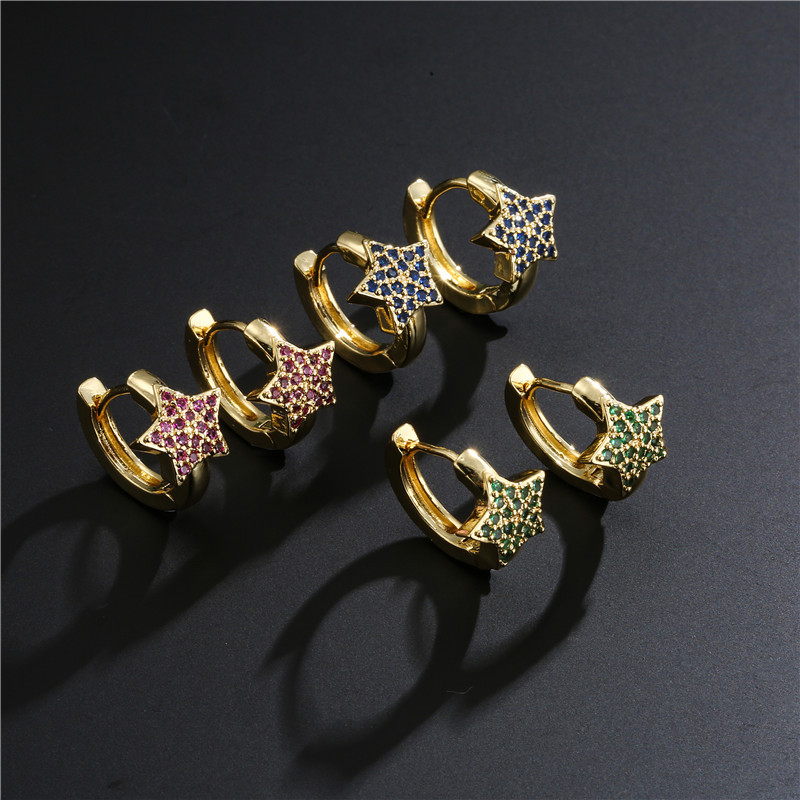 Fashion Copper Micro-inlaid Five-pointed Star Earrings display picture 5