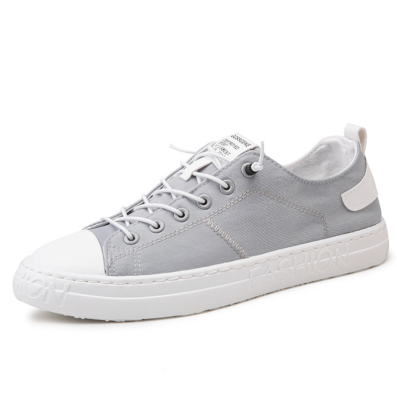 Men's breathable in summer, old Beijing cloth one footed lazy person canvas shoes, trendy and versatile small white_voghion.com