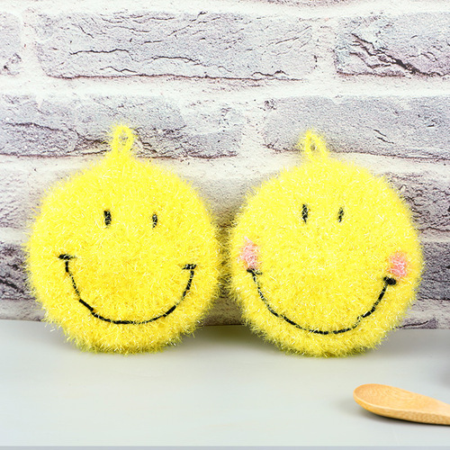 Acrylic non-stick dish towel Thickened acrylic smiley Korean style cute smiley dish towel