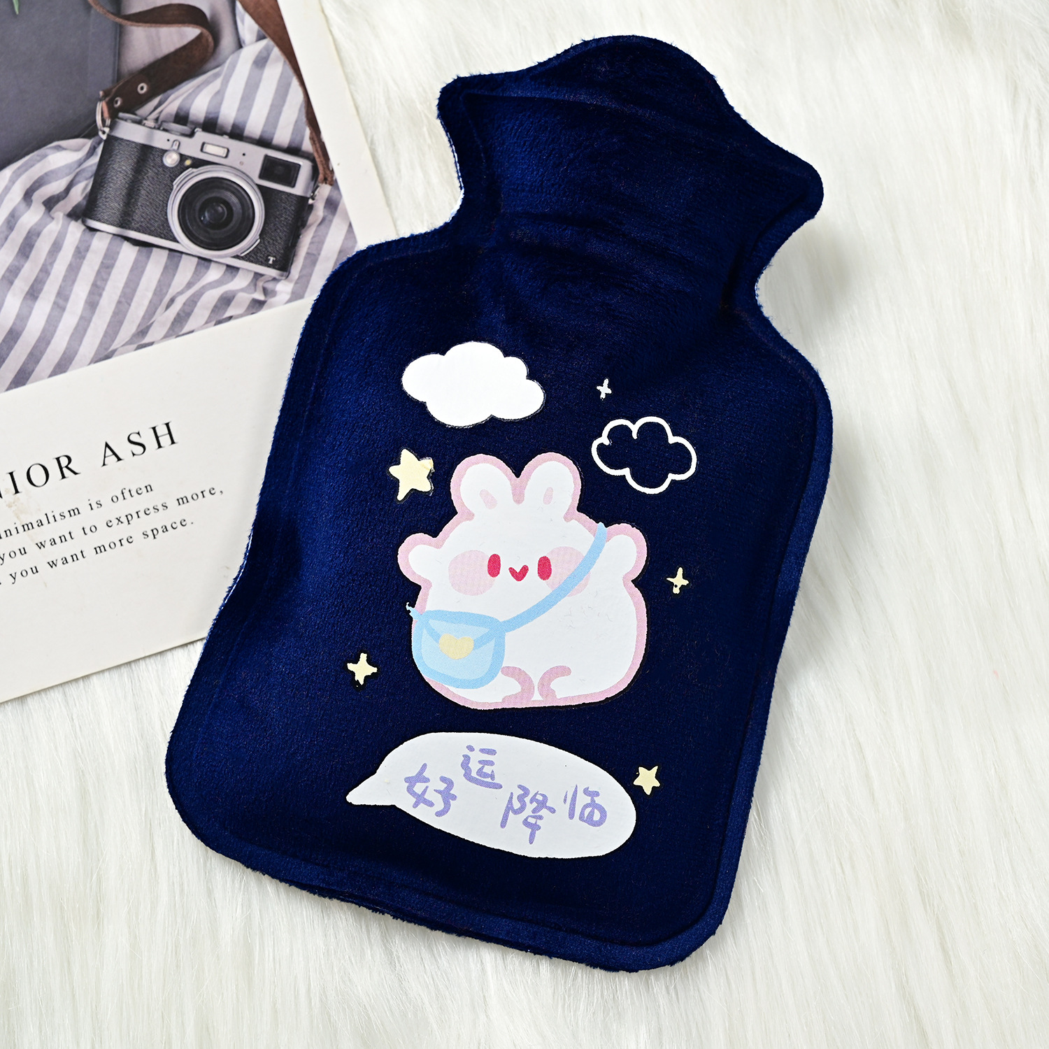 New Short Plush Hot Water Injection Bag Small Hot-water Bag Portable Warm Belly Mini Plush Warm Handbags Heating Pad display picture 12