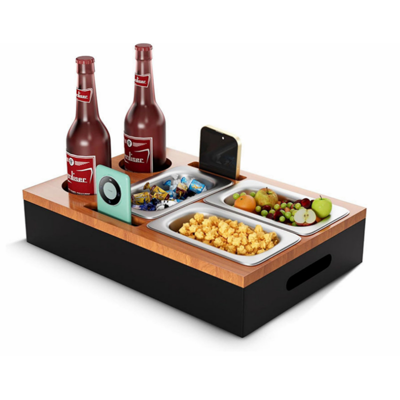 Caja de snack de sofá de madera maciza transfronteriza caja de cerveza de madera bandeja de almacenamiento de control remoto de escritorio soporte caja de almacenamiento de snack