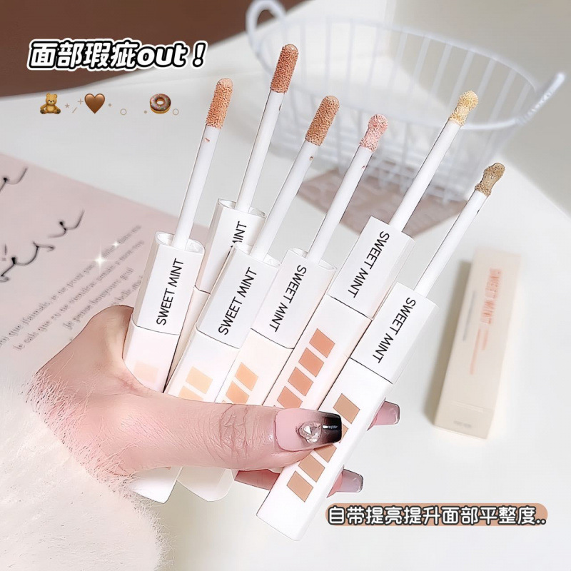 Sweet Mint Double Head Concealer Liquor para limpiar la cara y brillar la suavidad facial. Aplicación natural a la piel. Liquor de brillo humectante.