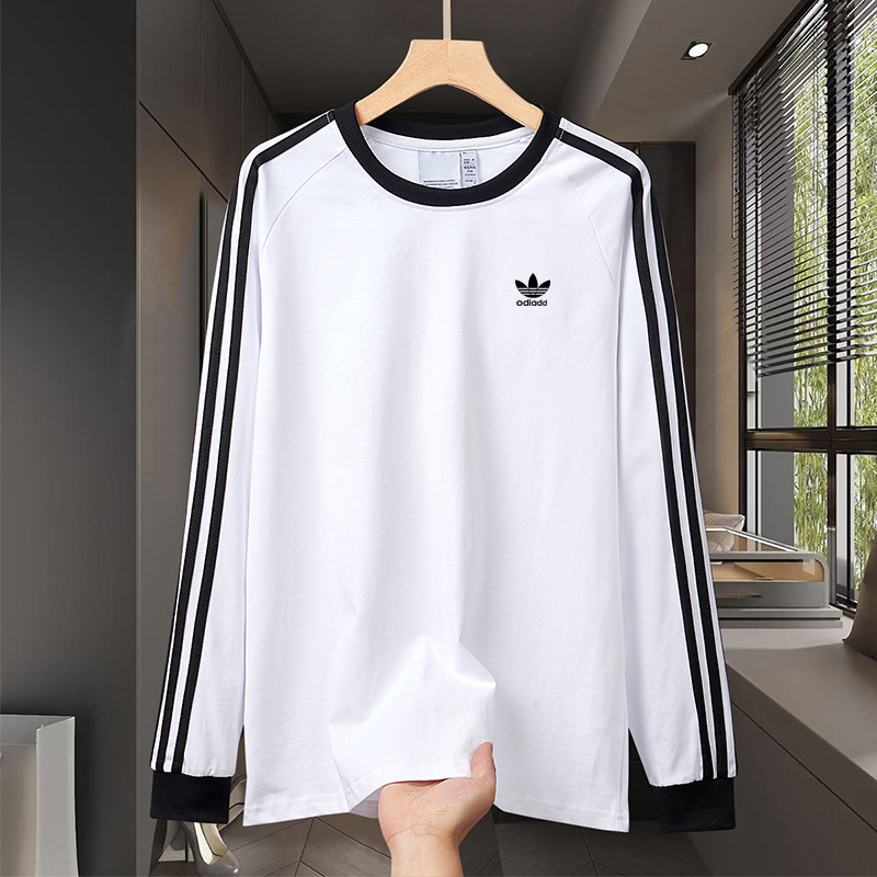 Round Neck Three-Stripe Long-Sleeved T-Shirt for Men 2025 Autum New Clover Loose Embroider Versatile Couple Tops for Women Round Neck Three-Stripe Long-Sleeved T-Shirt for Men 2025 Autum New Clover Loose Embroider Versatile Couple Tops for Women