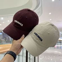 YOUNGS字母刺绣棒球帽女韩版简约文艺鸭舌帽男四季百搭宽檐显脸小