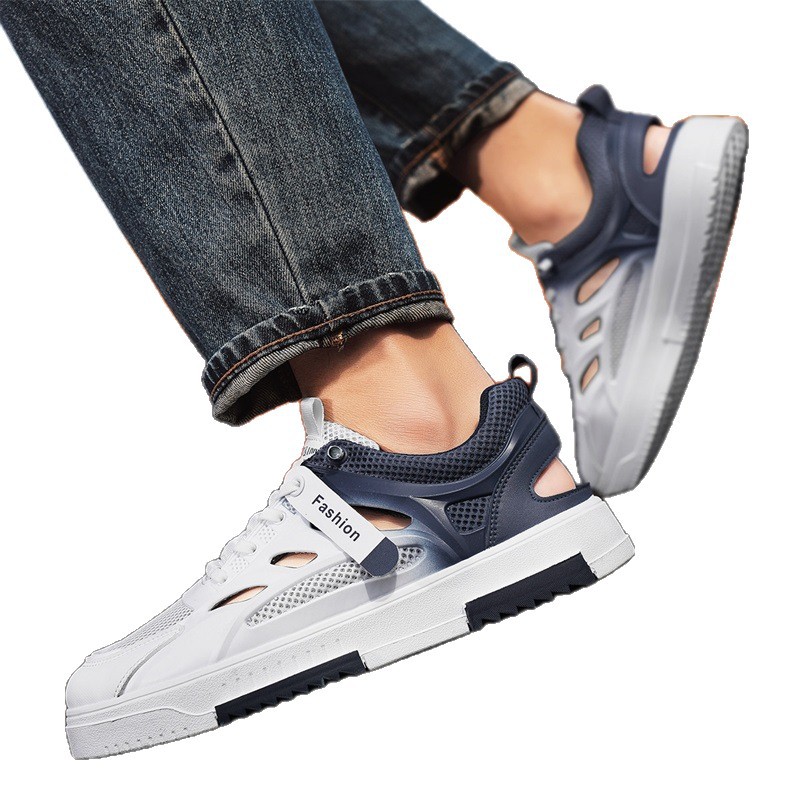 Zapatos de red para hombre 2025 nuevo verano transpirable delgado malla hueca zapatos de malla deportiva zapatos de moda blancos de verano para hombre