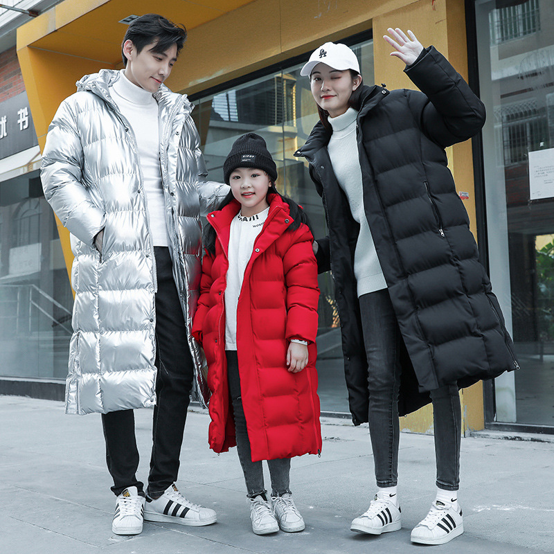Long, knee-length athletic down-filled cotton coat for women, winter training coat for sports students, winter training uniform for men, cold-resistant cotton jacket