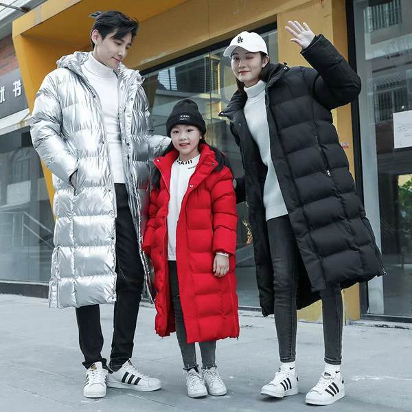 Long, knee-length athletic down-filled cotton coat for women, winter training coat for sports students, winter training uniform for men, cold-resistant cotton jacket