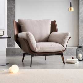 意式极简现代休闲轻奢创意个性网红设计师款皮配布懒人沙发单人椅