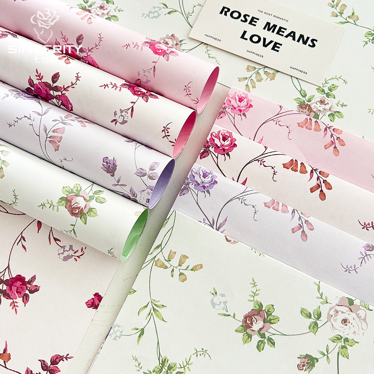 Los siete colores cordier flores rompecabezas engrosado material floral impresión de embalaje kraft ramo de flores papel de embalaje de flores