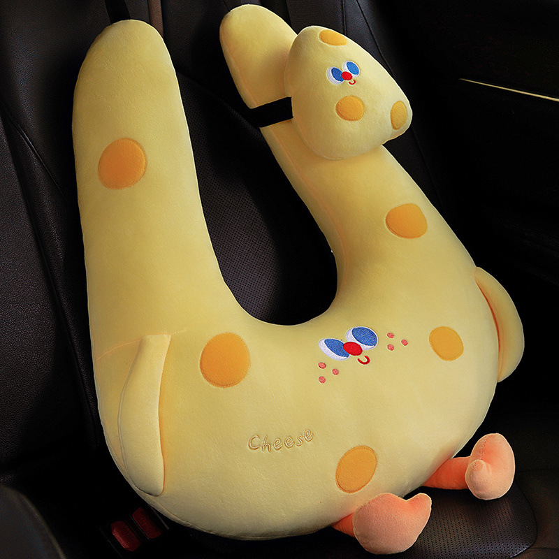 Cojín de cabeza de peluche de dibujos animados lindo cojín de automóvil almohada para niños almohada para dormir almohada para dormir niñas