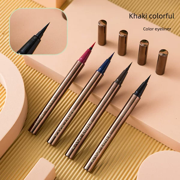 Khaki Colorful Eyeliner Waterproof Non-Smudge Oil-Proof Lazy Liquid Eyeliner Pen Quick-Drying Silkworm Pen Wholesale