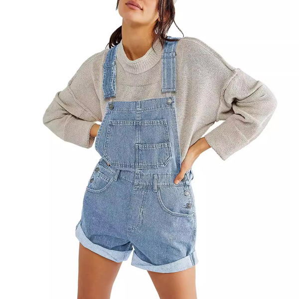 solid denim overall